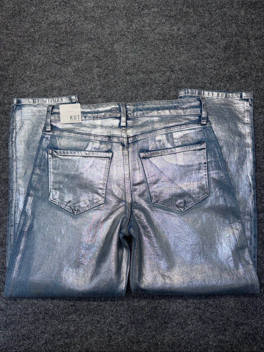 Kut from the Kloth Metallic Silver Ashley Barrel Jeans - Picture 6 of 14